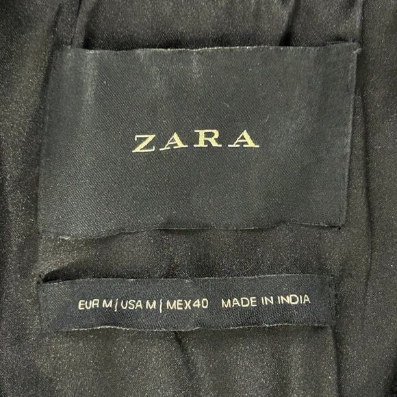 Zara Sequin Bomber Jacket Full Zip Black Denim - Picture 10 of 16